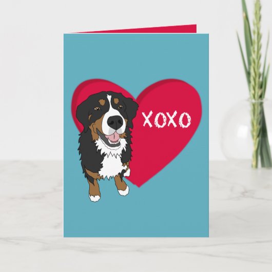Bernese Mountain Dog Valentijnsdag Bedankkaart (Voorkant)