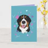 Bernese Mountain Dog Valentijnsdag Kaart (Gele Bloem)