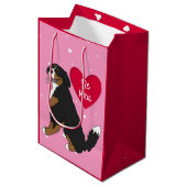 Bernese Mountain Dog Valentijnsdag Medium Cadeauzakje (Voorkant Gekanteld)