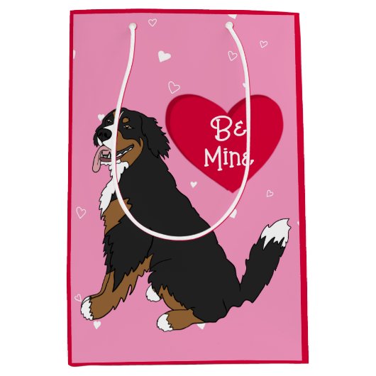 Bernese Mountain Dog Valentijnsdag Medium Cadeauzakje (Voorkant)