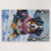Bernese Mountain Dog Valentine's Day Heart Scarf Legpuzzel (Horizontaal)