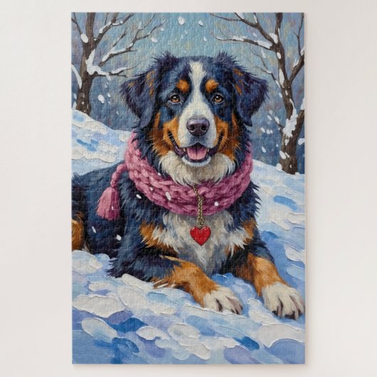 Bernese Mountain Dog Valentine's Day Heart Scarf Legpuzzel (Verticaal)