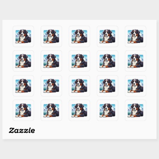 Bernese Mountain Dog Vierkante Sticker (Vel)