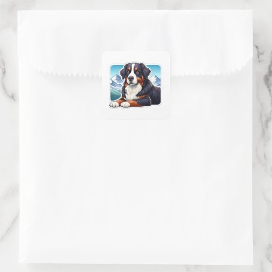 Bernese Mountain Dog Vierkante Sticker (Tas)
