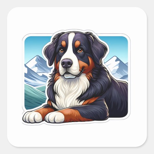 Bernese Mountain Dog Vierkante Sticker (Voorkant)