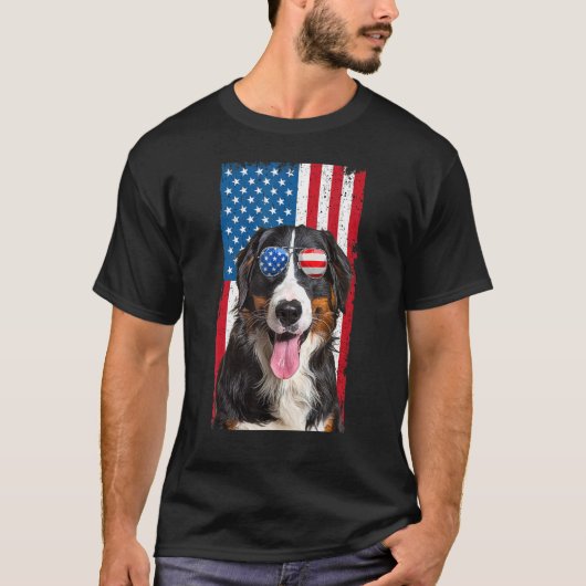 Bernese Mountain Dog voor mannen Kinder VS 4 juli T-shirt (Voorkant)