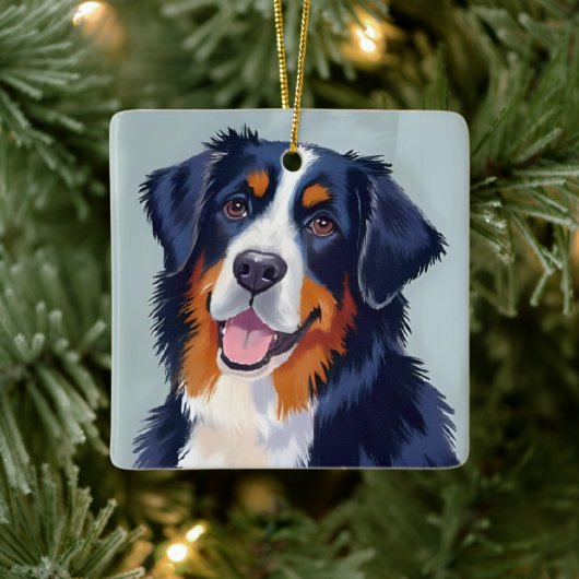 Bernese Mountain Dog | Watercolor Painting Keramisch Ornament (Boom)