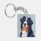 Bernese Mountain Dog | Watercolor Painting Sleutelhanger (Voorkant Links)