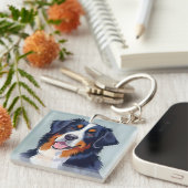 Bernese Mountain Dog | Watercolor Painting Sleutelhanger (Voorkant Rechts)