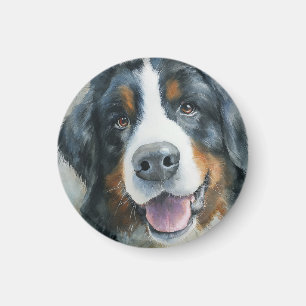 Bernese Mountain dog watercolor portret Magneet