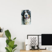 Bernese Mountain dog watercolor portret Poster (Thuiskantoor)