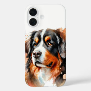 Bernese Mountain Dog Waterverf Art iPhone 16 Hoesje