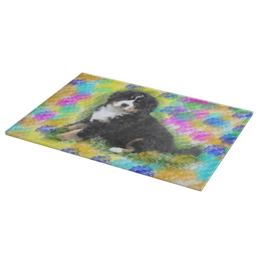 Bernese Mountain Dog Waterverf Art Painting Snijplank (Hoek)