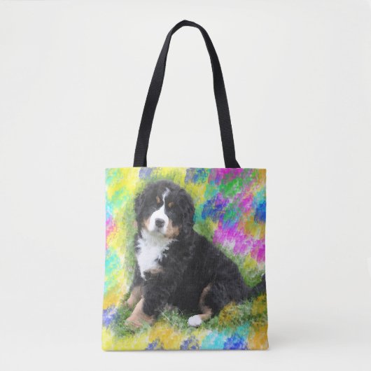 Bernese Mountain Dog Waterverf Art Painting Tote Bag (Voorkant)