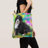 Bernese Mountain Dog Waterverf Art Painting Tote Bag (Dichtbij)