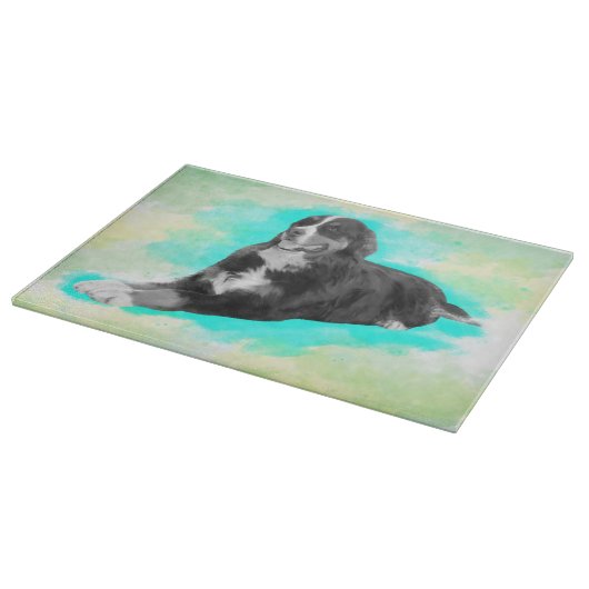 Bernese Mountain Dog Waterverf Art Snijplank (Hoek)