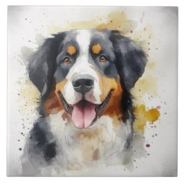 Bernese Mountain Dog Waterverf Art Tegeltje