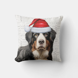 Bernese Mountain Dog Waterverf Kerstmis Kussen