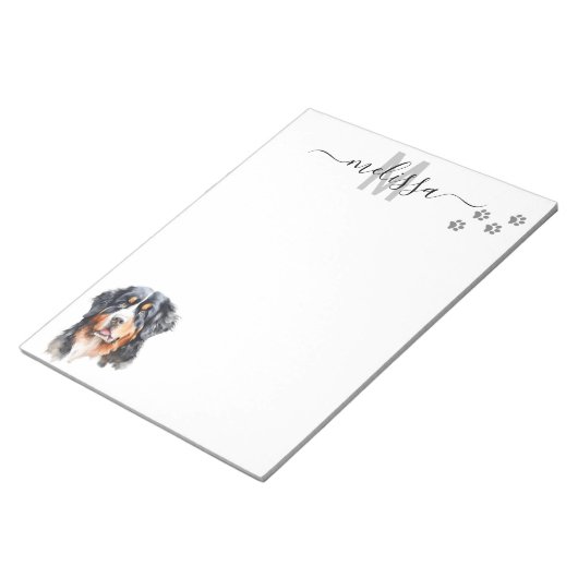 Bernese Mountain Dog Waterverf Monogram Notitieblok (Schuin)