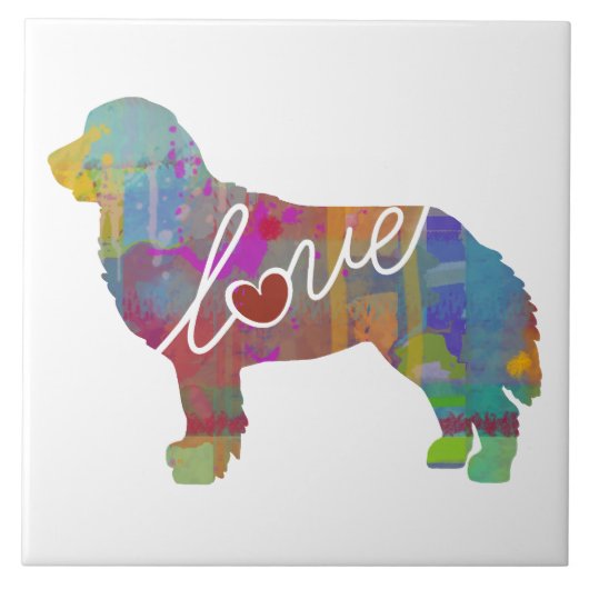Bernese Mountain Dog Waterverf Tegeltje (Voorkant)