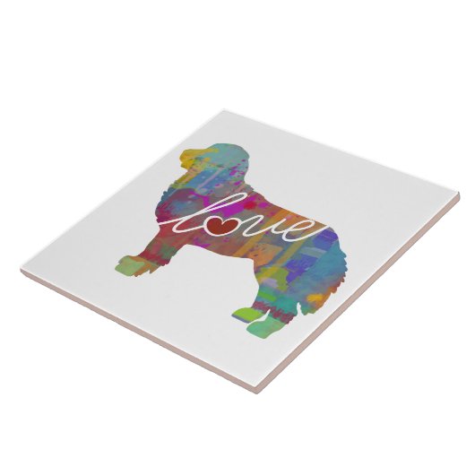 Bernese Mountain Dog Waterverf Tegeltje (Zijkant)