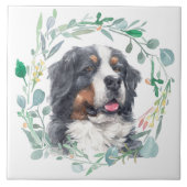 Bernese Mountain Dog Waterverf Wreath Tegeltje (Voorkant)