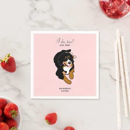 Bernese Mountain Dog Wedding Cocktail Napkins Servet (Insitu)