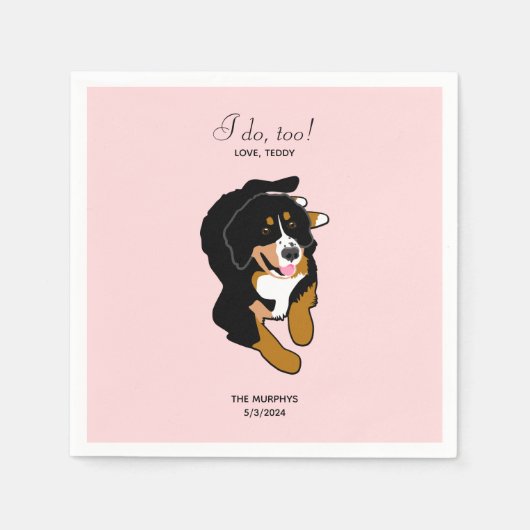 Bernese Mountain Dog Wedding Cocktail Napkins Servet (Voorkant)
