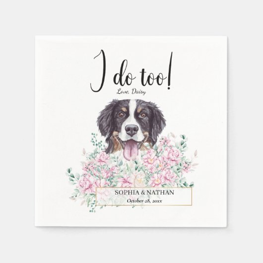 Bernese Mountain Dog Wedding Cocktail Napkins Servet (Voorkant)