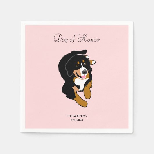 Bernese Mountain Dog Wedding Cocktail Napkins Servet (Voorkant)