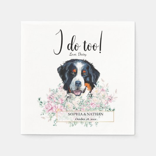 Bernese Mountain Dog Wedding Cocktail Napkins Servet (Voorkant)