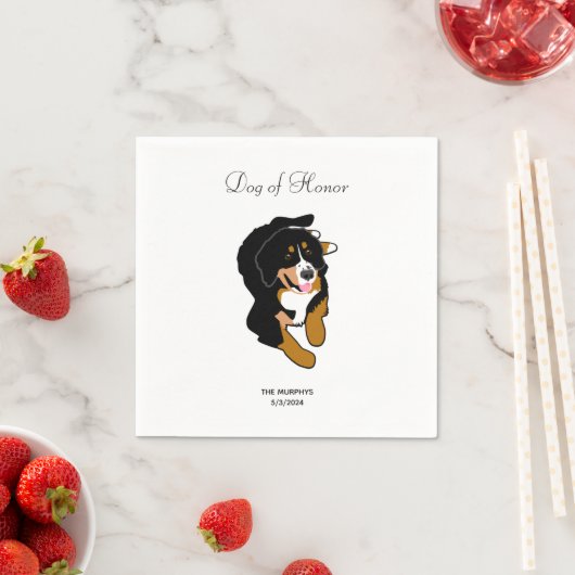 Bernese Mountain Dog Wedding Cocktail Napkins Servet (Insitu)