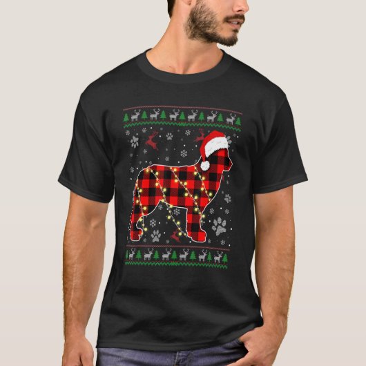 Bernese Mountain Dog Xmas Santa Hat Ugly Kerstmis T-shirt (Voorkant)