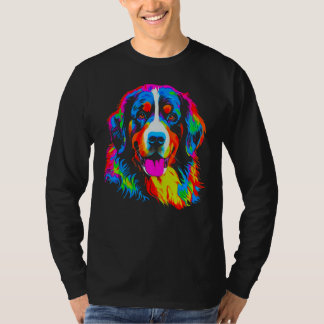 Bernese Mountain Dog Yellow Pink Orange Blue Green T-shirt