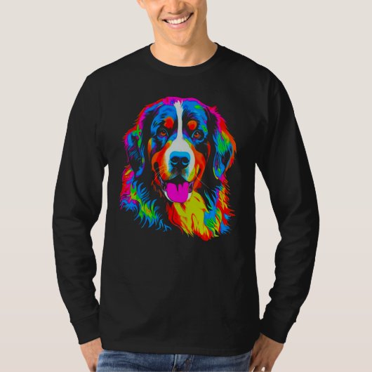 Bernese Mountain Dog Yellow Pink Orange Blue Green T-shirt (Voorkant)
