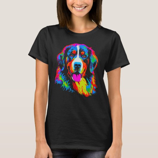 Bernese Mountain Dog Yellow Pink Orange Blue Green T-shirt (Voorkant)