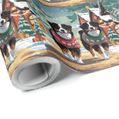 Bernese Mountain Dogs Christmas Snow Holiday Cadeaupapier (Rol Hoek)