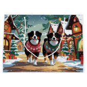 Bernese Mountain Dogs Christmas Snow Holiday Groot Cadeauzakje (Voorkant)