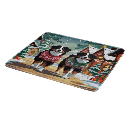 Bernese Mountain Dogs Christmas Snow Holiday Snijplank (Hoek)