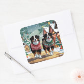 Bernese Mountain Dogs Christmas Snow Holiday Vierkante Sticker (Envelop)