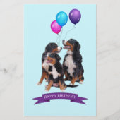 Bernese Mountain Dogs Happy Birthday Briefpapier (Voorkant)