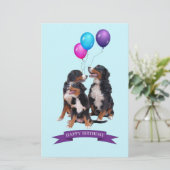 Bernese Mountain Dogs Happy Birthday Briefpapier (Staand voorkant)
