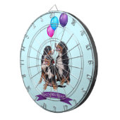 Bernese Mountain Dogs Happy Birthday Dartbord (Voorkant Rechts)