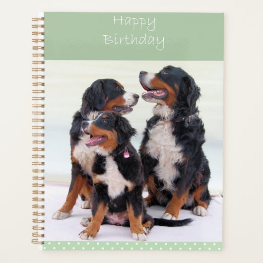 Bernese Mountain Dogs Happy Birthday Planner (Voorkant)