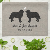 Bernese Mountain Dogs met hart en tekst Theedoek (Gevouwen)