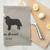 Bernese Mountain Dogs met hart en tekst Theedoek (Quarter Fold)
