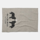 Bernese Mountain Dogs met hart en tekst Theedoek (Horizontaal)