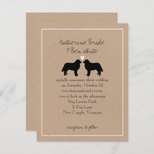 Bernese Mountain Dogs Wedding Invitation Kaart (Voorkant / Achterkant)