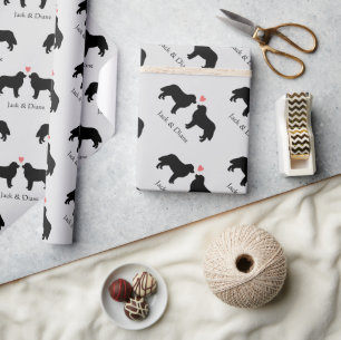 Bernese Mountain Dogs Wedding met aangepaste tekst Cadeaupapier