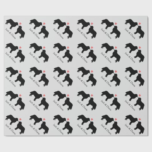 Bernese Mountain Dogs Wedding met aangepaste tekst Cadeaupapier (Vlak)